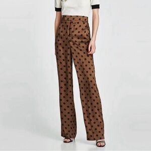 Brand new ZARA BROWN/BLACK POLKA DOT TROUSER PANTS🔥🔥